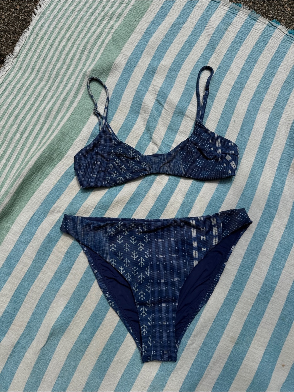 Faherty Indigo Blue Patterned Bikini